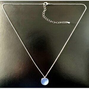 Simplistic Stainless Steel Fashion Necklace Round Tag Pendant - 19 in.
